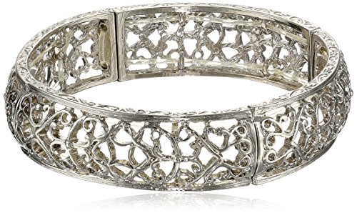 1928 Jewelry Silver-Tone Vine Filigree Stretch Bracelet