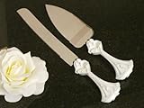 Bride and Groom with Calla Lily Bouquet Cake and Knife Set (Set of 48) - Baby Shower Gifts & Wedding