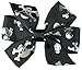 HipGirl Halloween Grosgrain or Satin Fabric Ribbon for Holiday Pirate Party Decoration, Hair Bow Accessory, Scrapbook, Match Your Costumes- 4.75 Yard 7/8 Inch Foil Metallic Skull Cross Bone, Black