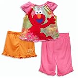 Sesame Street Elmo Love & Peace 3pc Girls Pajama Set