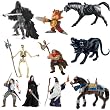 Papo Fantasy Battle Set: Faceless Knight, Faceless Knight Horse, Princess of Darkness, Cerberus, Skeleton Warrior, Lancelot, War Horse, Merlin, Dwarf King, Troll Warrior