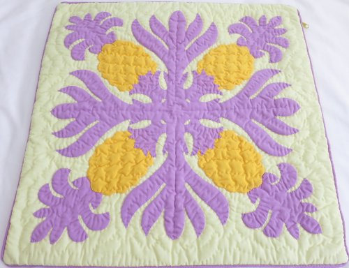 2 Hawaiian Quilt Cushions Handmade Hand Stitched Quilted Throw