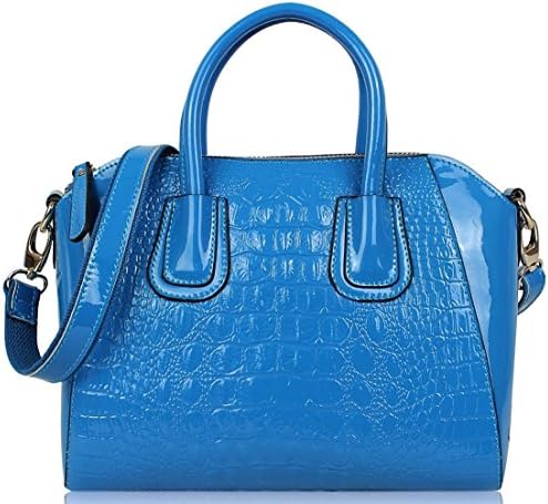 Lush Leather Small Exotic Looping Top Zip Blue Bag