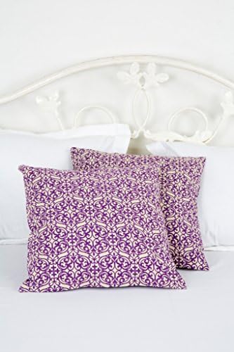 Violet Mughal Frame Cushion Covers Set of 2 Pcs. (Size 16x16")