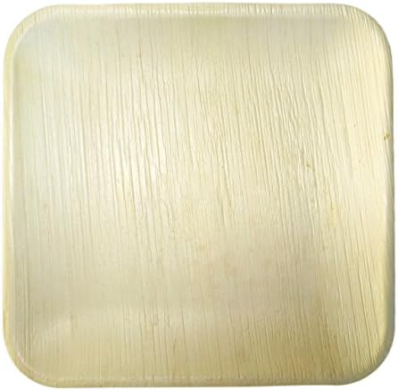 Bamblu 100 Pc Home Compostable Designer Tableware, 6 Inch Square Classic Palm Leaf Plate, LSPF-06-CS