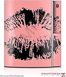 Sony PS3 Skin Big Kiss Lips Black on Pink