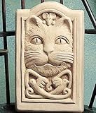 Cast Stone CELTIC KITTEN CAT Wall Plaque MOUSE Garden SCULPTURE
