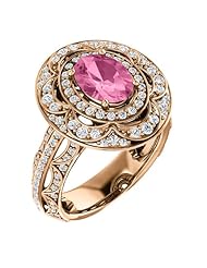 18K Rose Gold 8.00x6.00mm Oval Cut Pink Sapphire and Diamond Ring -- LIFETIME WARRANTY
