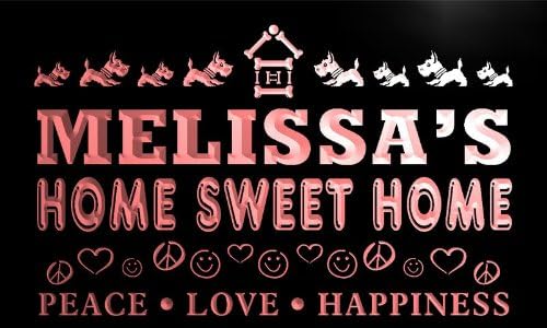 tag030-r Melissa's Home Sweet Home Scottie Dog Peace Love Neon Light Sign