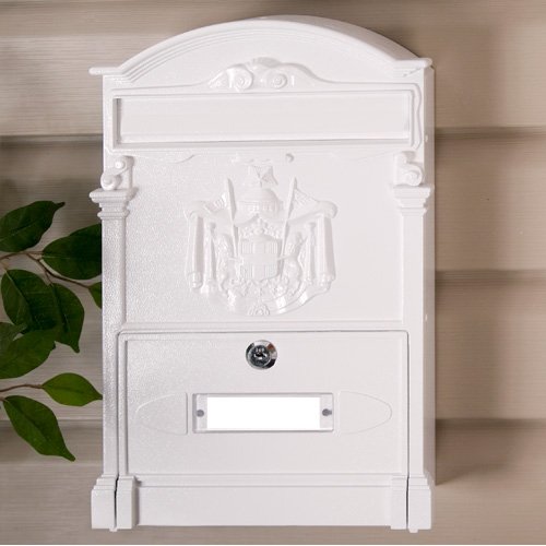 Click To Residencia Aluminum Locking Wall Mount Mailbox - White Powder Coat Details... Residencia Aluminum Locking Wall Mount Mailbox - White Powder Coat