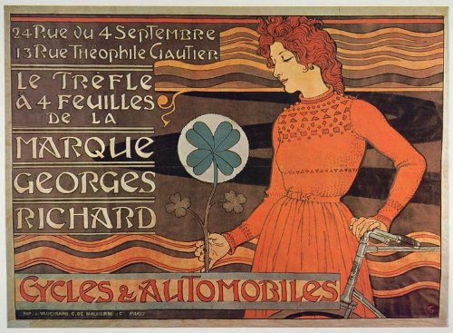 1973 Print Poster Grasset Art Nouveau Four Leaf Clover - 1973 Color Print