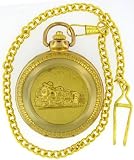 Pocketwatch with Chain Gold-tone Railroad Pocket Watch with 14" Clip on Chain