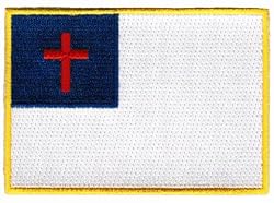 Christian Cross Flag Embroidered Patch Iron-On Religious Symbol Protestant Emblem