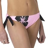Xhilaration Hibiscus Print Side-Tie Scoop Swim Bottoms - Pink/ Black