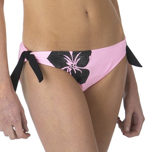 Xhilaration Hibiscus Print Side-Tie Scoop Swim Bottoms - Pink/ Black