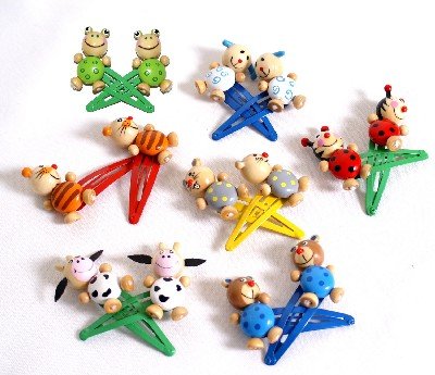 Childrens Toyshop  Spielwaren : Haarspangen "Tiere" 14er Set / 7 Paar