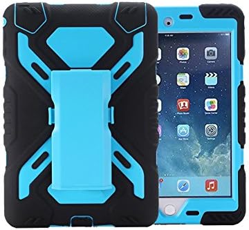 iPad Pro 9.7 Case, Truevaluetech Premium PC+Silicon+PET Screen Full Protection Rugged Extreme Shockproof Waterproof Heavy Duty Defender Case Cover with Kickstand for Child kid Students (Black+Blue)