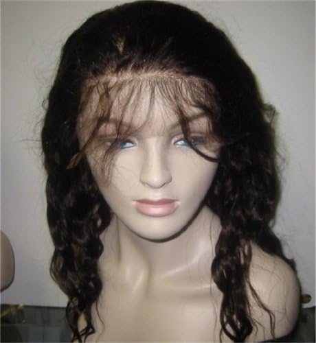 14" Full Lace Wig 100% Indian Remy Human Hair, Body Wave, Color #1B (Off Black)