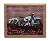 Vintage 1938 Harley Davidson Motorcycle Home Decor Wall Picture Oak Framed Art Print