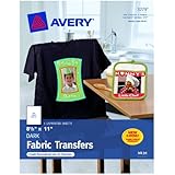 Avery Personal Creations InkJet Iron-On Dark T-Shirt Transfers, White, Five Sheets per Pack (03279)