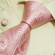 Pink Pattern Tie for Men Hotpink Paisleys Birthday Gifts Fashion Silk Neck Ties Cufflinks Set 6613