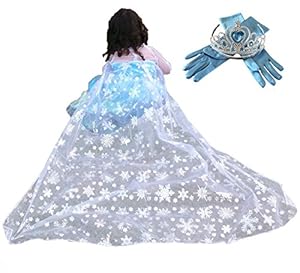 Frozen Elsa Snow Queen Long Cape Dress Costume (Ages 5-6)