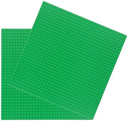Brick Building Base Plates By In Demand Toys - Large 10"x10" Baseplates (2 Pack GREEN) - Tight Fit with Lego-Compatible