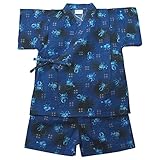 盛夏 甚平(ジンベイ) 【日本製】リップルプリント昆虫柄甚平スーツ 90cm/ネイビー NO.OG-1603