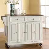 Crosley Furniture Stainless Steel Top Kitchen Cart/Island in White