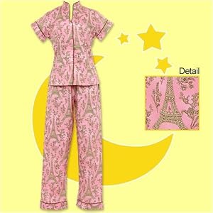 Buy Bedhead Pink Eiffel Tower Shortsleeve Mandarin Pique Cotton Hipster Pajama - Final Sale! by BedHead