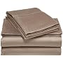 Pinzon 400-Thread-Count 100% Egyptian Cotton Pleated Hem Full Sheet Set, Mocha