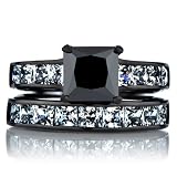 Ellyns Black Wedding Ring Set - Faux Diamond