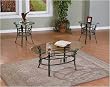 3pc Metal Base Oval Coffee Table & 2 Side/End Tables Set