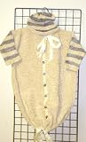 Knitted on Hand Knitting Machine Beige with Grey Stripe Finished By Hand Crochet Newborn Bunting Hat Set