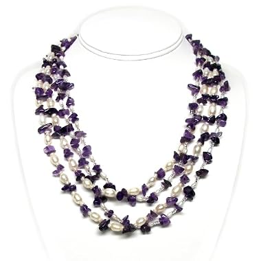 HinsonGayle Artisan Collection "Amelia" Amethyst and Cultured Pearl Double Rope Necklace