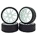 Grey 1:8 RC Buggy Hex 17mm Double 6 Spoke Wheels Rubber Tires with H Pattern