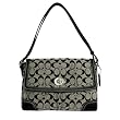 Authentic Hampton Signature Flap Handbag 13972 Black/white