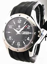 MENS CROTON RUBBER 10 ATM DAY DATE WATCH CA301108BSBK