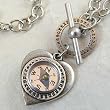 Heart and Compass Pendant on Sterling Silver Link Necklace