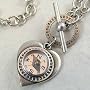 Heart and Compass Pendant on Sterling Silver Link Necklace
