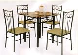 BEAUTIFUL 5-PC PACK DINETTE SET W. 8MM SMOKED GLASS TOP