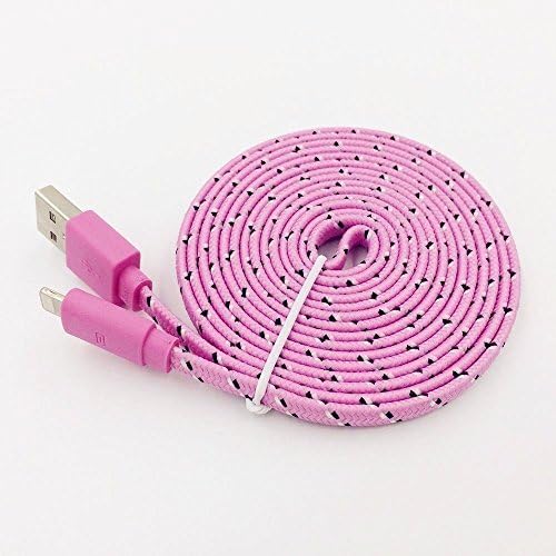 Charger,Jackline Iphone 6 Lightning USB Charging Cable 10ft Extra Long FLAT Nylon Braided Cord for Iphone 6s 6s+ 6plus 6, 5s 5c 5,ipad Air Mini Min2, Ipad 4,ipod 5,ipod 7, Ios9. (pink)