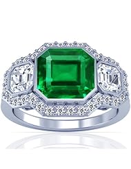 Platinum Emerald Cut Emerald Ring With Sidestones (GIA Certificate)