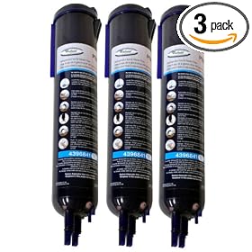 Whirlpool 4396841T Side By Side Refrigerator Push Button Fast Fill Water Filter, 3-Pack