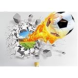 ORDERIN Cute 3d Mural Fire Football Removable Wall Stickers for Kids Children Room Home Wall Decor
