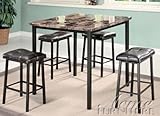 5PC Faux Marble Counter Height Table Set