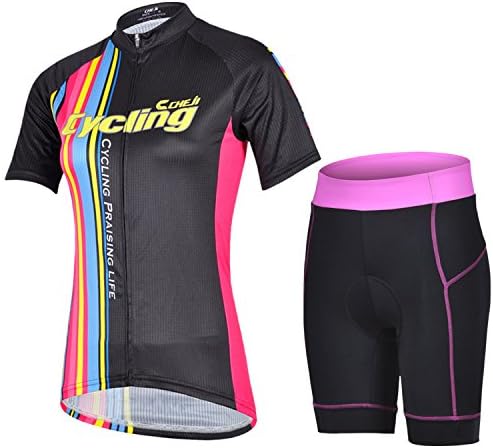 Women's Quick-Dry Cool Short Sleeve Cycling Jersey 3D Padded Short Set Devil Style (Color Black Size M)