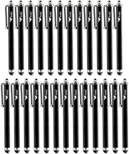 Bundle of 25 Soft Tip Stylus Pens [The BlueJay Brand] Universal Capacitive Stylus Touch Pens 4.5" for Smart Phones &amp; Tablets - BlueJay logo &amp; Retail Packaging (25 pcs included), Black