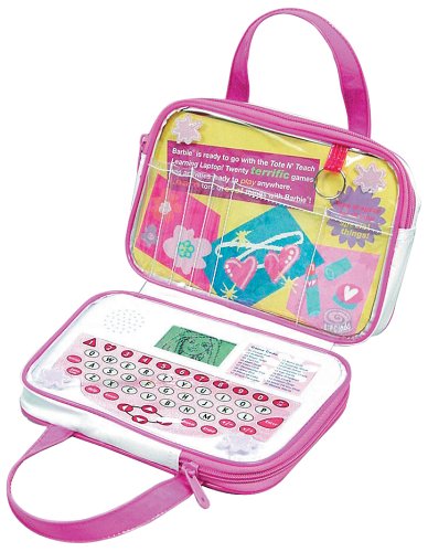 Barbie Spiel- und Lerntasche Lerncomputer für Mädchen mit hüscher Tasche, 20 Spiele, ab 5 Jahre, pink