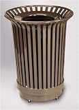 Howard Americana 24 gallon 1' 'x3/8' ' Steel Slats Open Top Architectual Bronze Waste Receptacle MI24ABZ